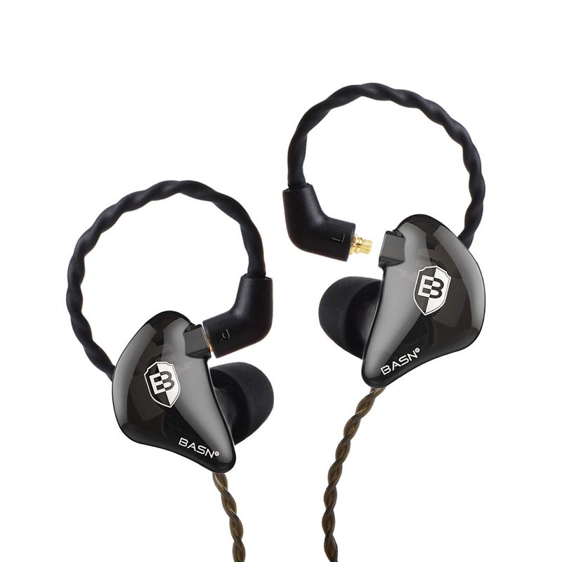 BASN in Ear Monitor Headphones for Musicians, Bsinger 2nd Generation Sound Isolating Earphones with Dual Dynamic Drivers Detachable MMCX Cable (Black)â€¦ - Image 1